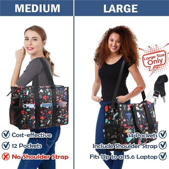 Nurse Bags for Work: Multiple Pockets, Waterproof, Organizing Zip Top - Picture 2 of 6
